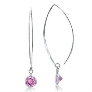 LAST PAIR!!! Sim Pink Sapphire SOLID 925 Sterling Silver Threader Earrings