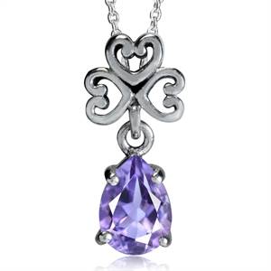 Gorgeous Natural Amethyst 925 Sterling Silver Filigree Heart Pendant