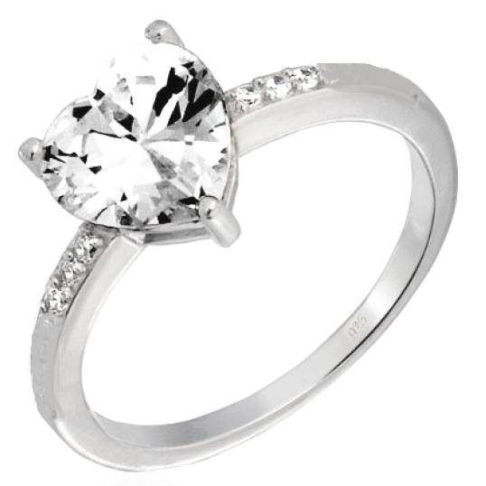 Beautiful Solitaire Heart Ring in Genuine 925 Sterling Silver - Size 7.5 / P / 17.8mm