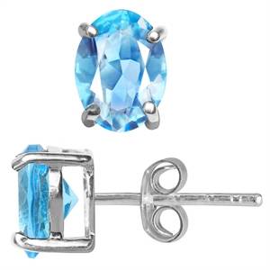 3 PAIRS ON AUCTION!!! 2.42ct Sim Blue Topaz SOLID 925 Sterling Silver Earrings