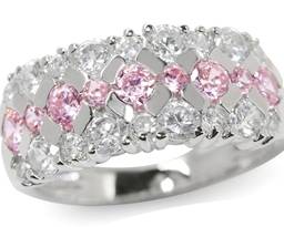 1.06ct Pink and White Cubics 925 SOLID Sterling Silver Ring. Size 7 / O / 17.3mm