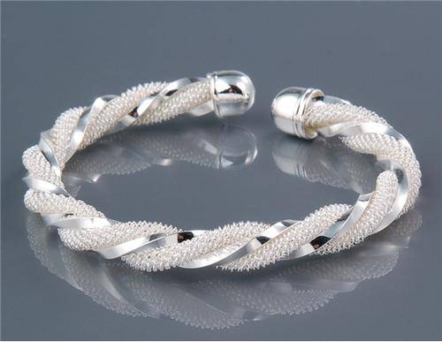 ASHA CRAFT - 925 Silver Twisted Mesh Cuff Bangle - 6mm wide