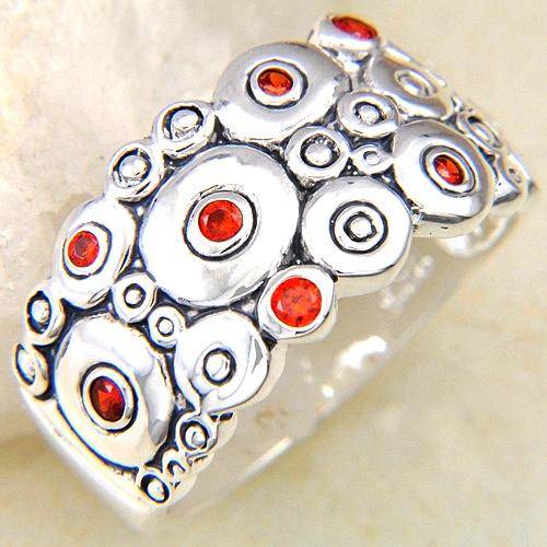 INTRICATE! 0.24ct Cr. Orange Sapphire 925 Silver Ring. Size 7.5 / P / 17.7mm