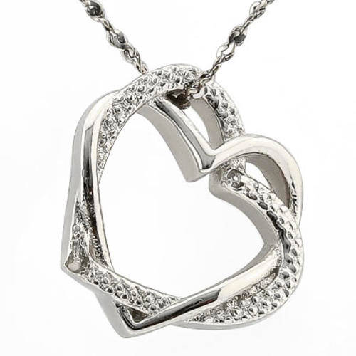 CLASSIC 0.02ct GENUINE DIAMOND 925 STERLING SILVER HEART PENDANT