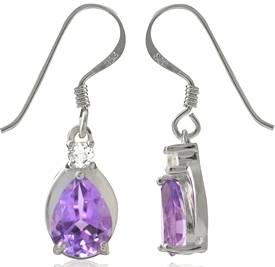 **ON SALE!!!** 1.9ct. Natural Amethyst 925 Solid Silver Drop Dangle Earrings