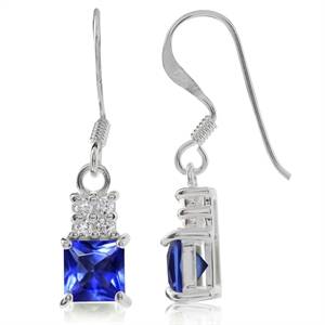 0.74ct Tanzanite Blue CZ and Cr. Topaz 925 Sterling Silver Drop Dangle Earrings