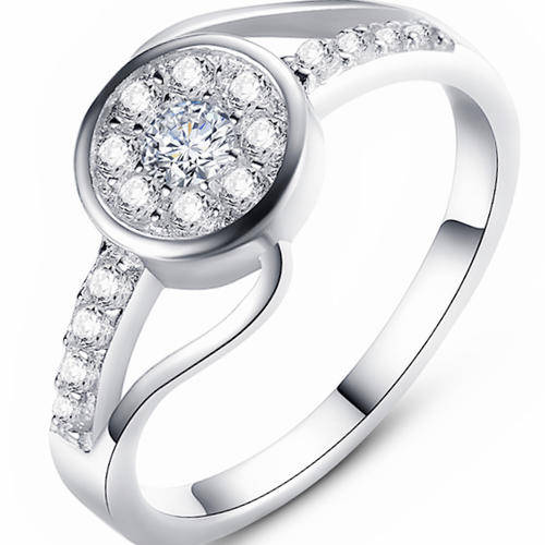 Brilliant Designer Halo 0.58 Carat Cr. Diamond Accents Engagement Ring