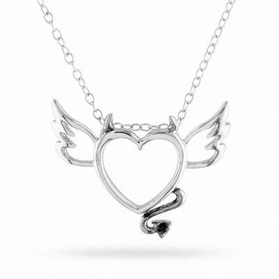 ANGEL/DEVIL Genuine Black Sapphire 925 Sterling Silver Pendant