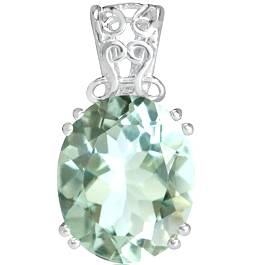 4.32 carat Natural Green Amethyst Solitaire Filigree 925 Sterling Silver Pendant