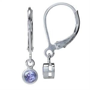 Petite 0.20ct Natural Tanzanite 925 Sterling Silver Leverback Earrings