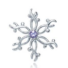 Petite 0.10ct Natural Tanzanite 925 Sterling Silver Snowflake Pendant