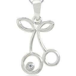 Natural White Topaz Bezel Cherry Pendant 925 Sterling Silver