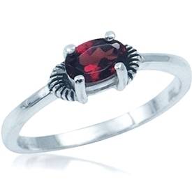 0.54ct Natural Garnet Oval 925 Sterling Silver Ring. Size 3.75 / G-H / 14.7mm