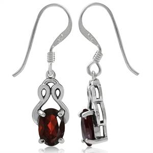 1.80ct Natural Garnet 925 Sterling Silver Dangle Earrings