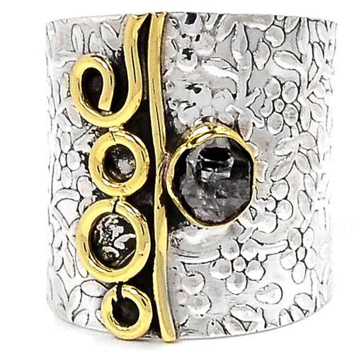 BREATHTAKING HERKIMER DIAMOND 9CT GOLD VERMEIL RING s.8.5