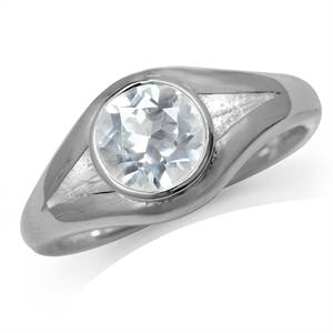 1.59ct Natural White Topaz Solitaire 925 Solid Silver Engagement Ring. Size 6