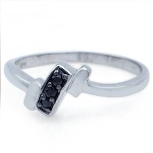 3-Stone Black CZ 925 Solid Silver Ring. Size 5/K