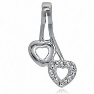 FOUR AVAILABLE - Twin Heart CZ 925 Solid Silver Pendant