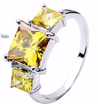 BRAND NEW 3.00ct Cr. Honey Citrine Trilogy Ring. Size 7/O