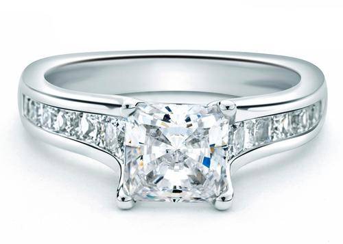 [1.24 carat] Sim diamond Rhodium clad Princess cut w/Accents ring