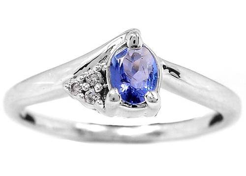 0.40CT GENUINE TANZANITE AND CR. DIAMONDS STERLING SILVER RING