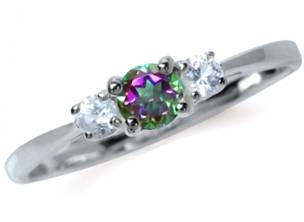 SUPER SMALL SIZE 4: Genuine Mystic Topaz 0.47ct Fine 925 Sterling Silver Ring