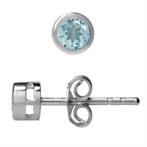 Genuine Sky Blue Topaz 925 Sterling Silver Bezel Stud Earrings