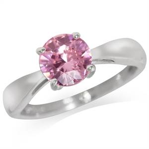 **TOP QUALITY** 1.26ct Sweet Pink CZ Sterling Silver Solitaire Ring. Size 10