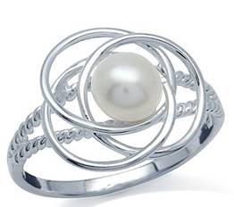 Freshwater White Pearl 925 Sterling Silver Ring. Size 8.5