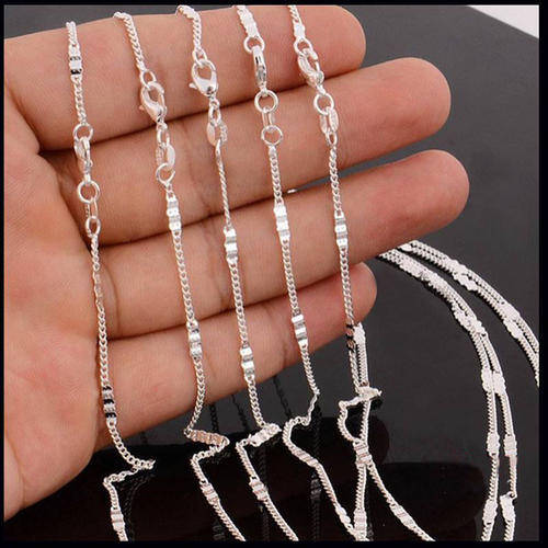 4x AVAILABLE - Extra long 75cm silvertone chain