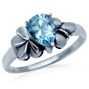 GENUINE Blue Topaz 925 Sterling Silver Filigree Ring. Size 7 / N+