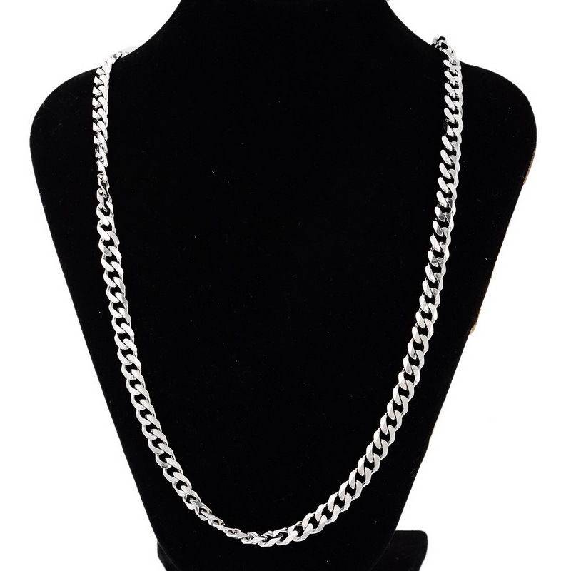 Genuine Solid Stainless Steel 48CM Chain Flat Curb Necklace