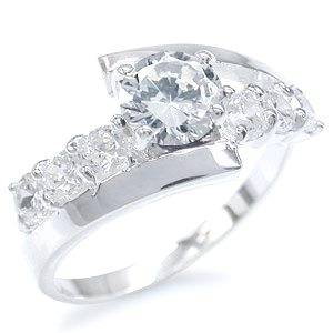 **Size 7 / O** Unique 1.60ctw Lab Diamond Engagement Ring in Genuine .925 Solid Silver