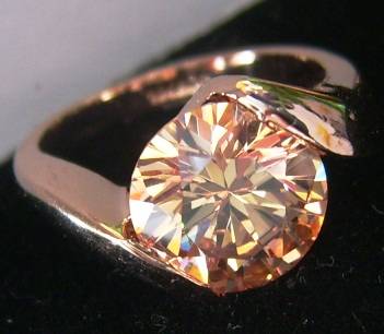 **SIZE 5 / L / 16mm** Beautiful 3.5ct Champagne Diamond CZ Split-Style Ladies Ring in 18krg