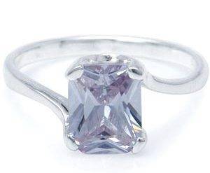 ** SIZE 8 / Q ** Pretty 2.50ct Tanzanite CZ Ladies Ring in Genuine 925 Solid Silver