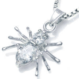 Brand New Necklace with Designer "SPIDER" White CZ Made in 925 Sterling Silver