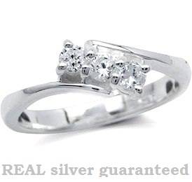 Size 7 / O - BRAND NEW 0.24ct White CZ .925 Solid Sterling Silver Ring