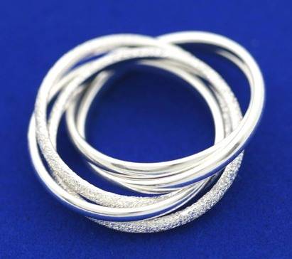 Size 7 / O - Brand New Gorgeous 5x Russian Bands .925 Solid Silver Ring