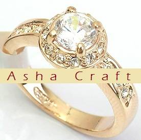 Magnificent Brand New White CZ Ring set in 18K Rose Gold/Jewellers Brass - Sz 10 / U