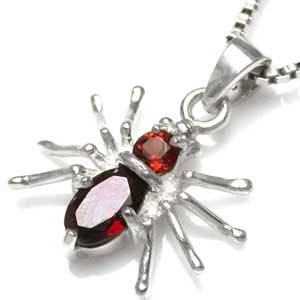 Brand New Necklace with Designer "SPIDER" Genuine Garnets Made in 925 Sterling Silver