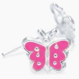 4 pairs x Lovely Brand New Pink Butterfly Enamel Studs in 925 Sterling Silver