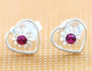 LAST 4 AVAILABLE!! Hot Pink Crystal Earrings well made in 925 Sterling Silver (5065)