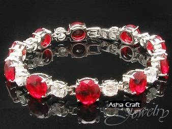 Wholesale Ruby & White CZ 18krgp Tennis Bracelet