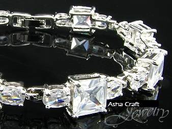 Wholesale Princess Diamond White CZ 18krgp Tennis Bracelet