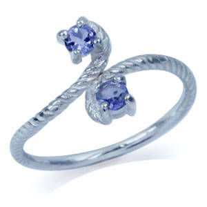 Size 6 / M - Brand New 0.16ct Genuine Tanzanite Rope Ring set in 925 Sterling Silver