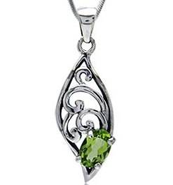 Brand New 0.40ct Natural Peridot 925 Sterling Silver Pendant  (5001)