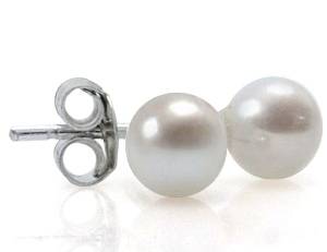 WINTER SALE!! 4mm White Freshwater Pearl Stud Earrings in 925 Sterling Silver (6089)