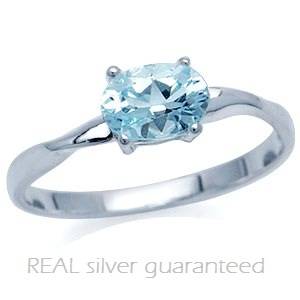 Size 6 / M - Brand New Genuine Blue Topaz Ring in 925 Solid Sterling Silver (6053)