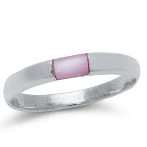 Size 5 / K - Brand New Petite Pink MOP Inlay 925 Solid Silver Ring (7060)