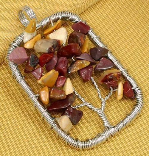 LIMITED STOCK! Natural Mookaite Wire Tree Wrap Pendant (8076)
